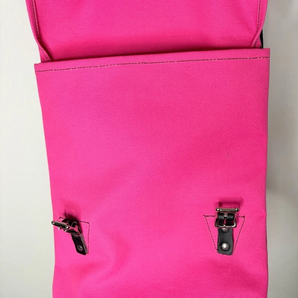 Duluth Pink Canvas Pack Sack Black Leather Trim Handcrafted in USA Rare Color